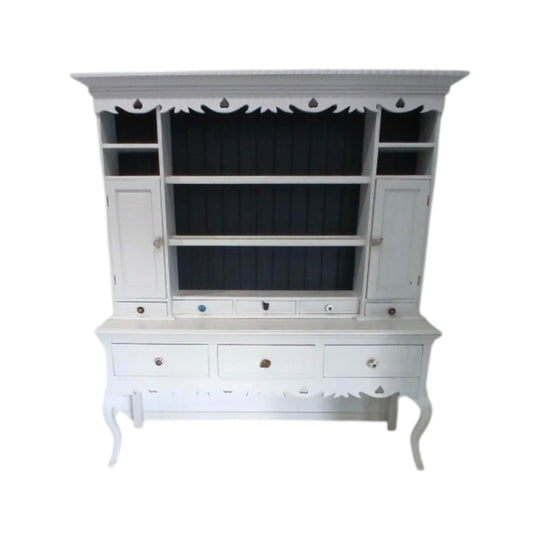 French Provincial Painted Two-Piece Dresser in Pale and Dark Grey with Mixed Drawer Knobs