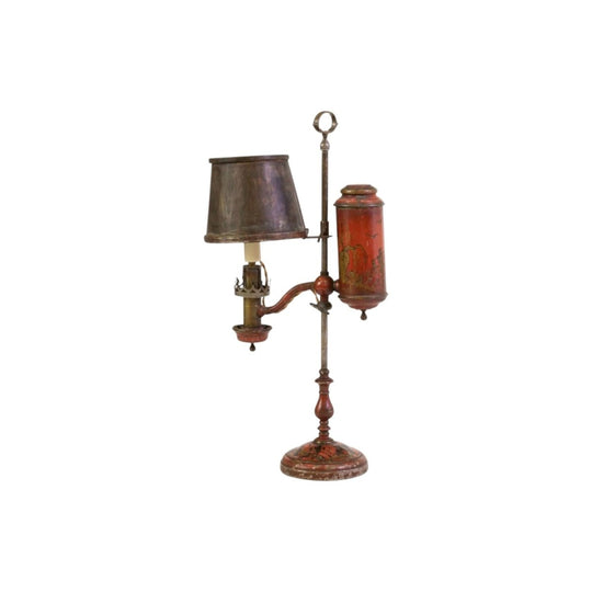 French Red Chinoiserie Tole Table Lamp