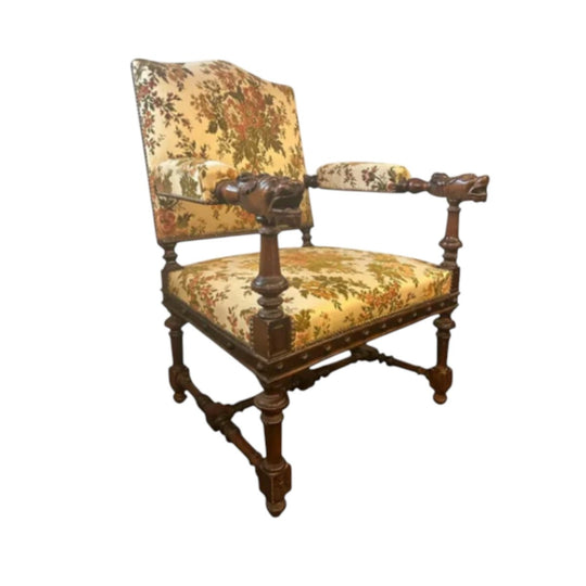French Renaissance Style Carved Armchair