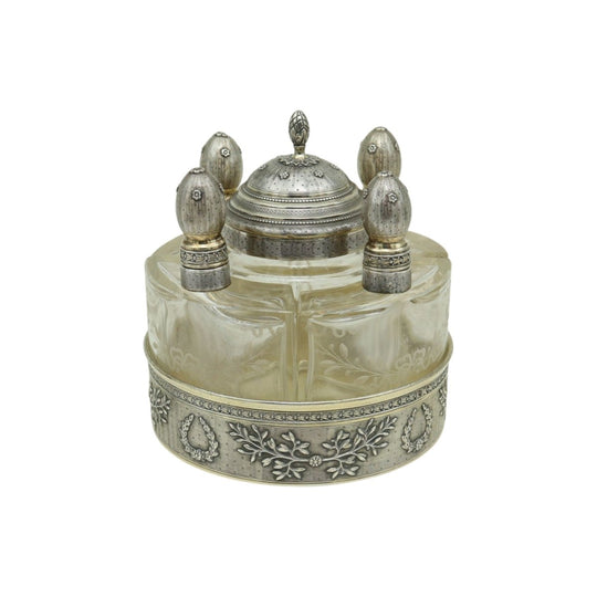 French silver gilt scent bottle stand