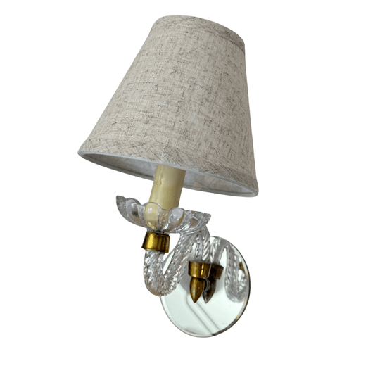 French Single Branch Mirror Sconce with Murano and Brass Arm