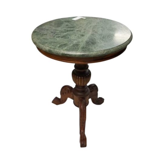 French Style Gueridon Side Table with Green Marble Top
