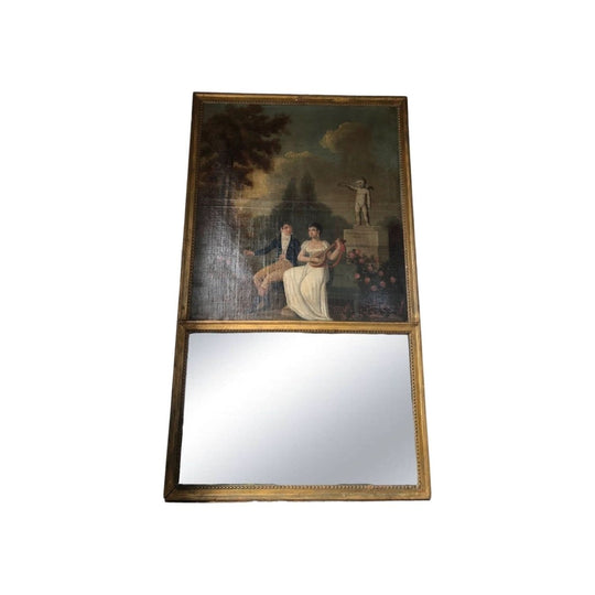 French trumeau mirror & oil painting, C. 1805