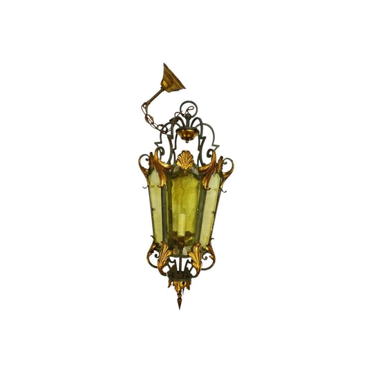 French wrought iron and gilt lantern