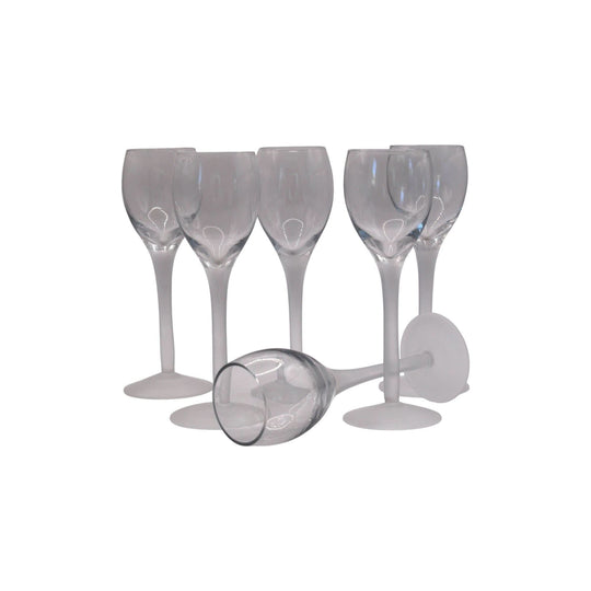 Frosted stemmed port/liqueur glasses. Set of 6