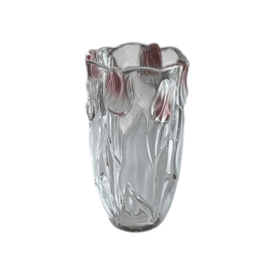 FROSTED TULIP GLASS VASE, EUROPE 1980's