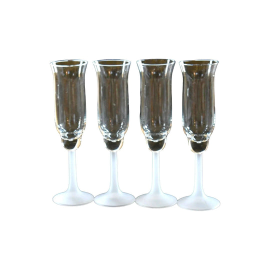 Frosted White Stemmed Champagne Glasses. Set of 4