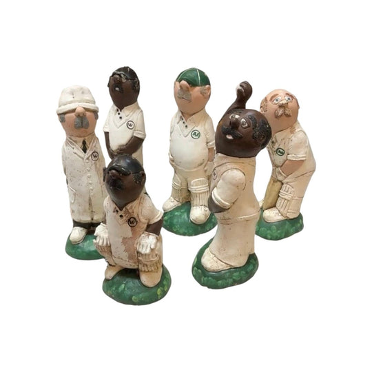 Full Set of 6 Rare Vintage Concrete Cricketers - New Zealand Made