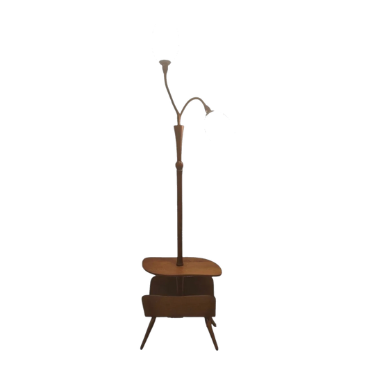 Fully Restored MCM Retro Solid Teak Floor Lamp
