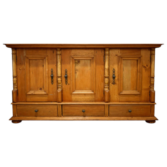Timber Sideboard Cabinet Vintage Solid Wood Buffet Storage Drawers European Rust