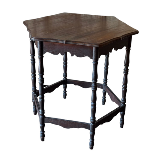 Antique Edwardian Walnut Hexagonal Side Table