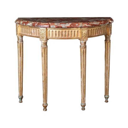 Louis XVI Giltwood Demi Console with Brèche du Languedoc
