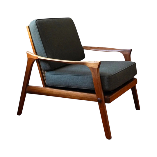 Mid-century Danish Deluxe “Inga” armchair with rattan back