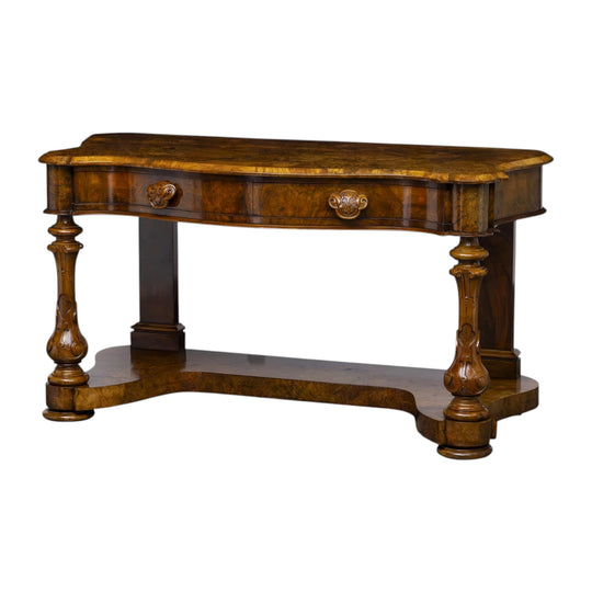 Victorian Pier/Console Table in Walnut with Carved Handles