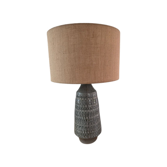 Lisbon Ceramic Table Lamp Textured Base Linen Shade 72cm Coastal Decor Lamp