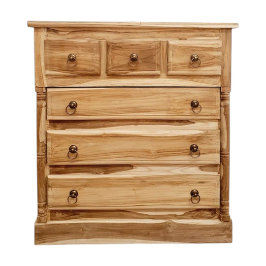 CLASSIC Hand Carved 6 Drawer Tallboy - RAW