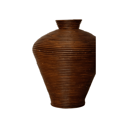 Gabrielle Crespi style large pencil reed woven urn vase