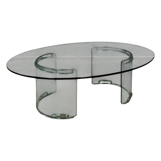 Gallotti & Radice Oval Glass Coffee Table Italy 1970s