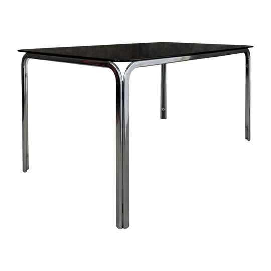 Gastone Rinaldi Style Chrome and Smoked Glass Dining Table Circa 1970s