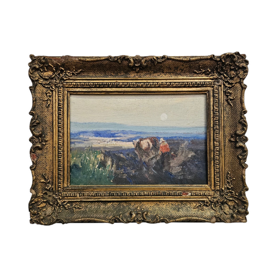 Oil on board by John Banks 'Ploughing the Fields'