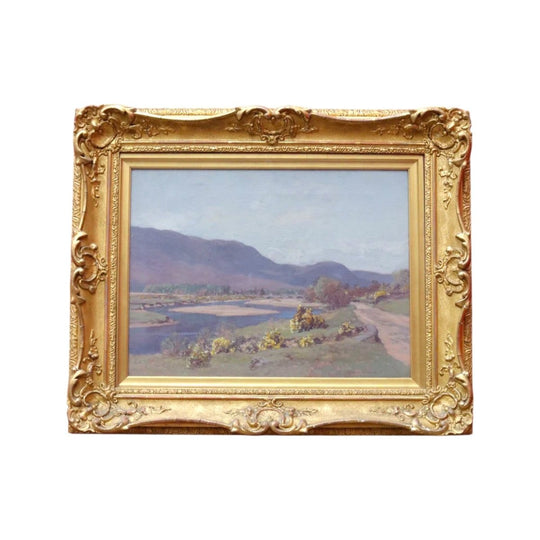 George Houston RSA Original Oil on Canvas Spring Scottish Countryside Landscape. B13041