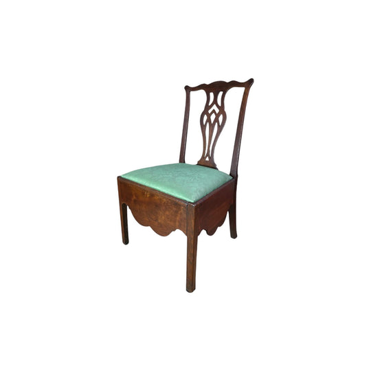 George III mahogany and elm Chippendale commode chair, c.1780