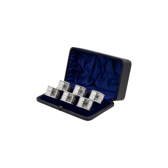 George V Set of Six Sterling Silver Napkin Rings by Robert Pringle & Sons