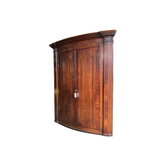 Georgian Curved front Oak Corner cupboard, C.1795