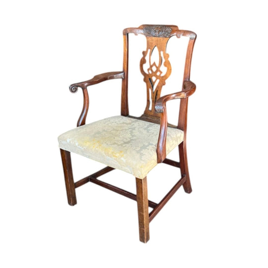 Georgian mahogany carver armchair, carved & pierced, c. 1785