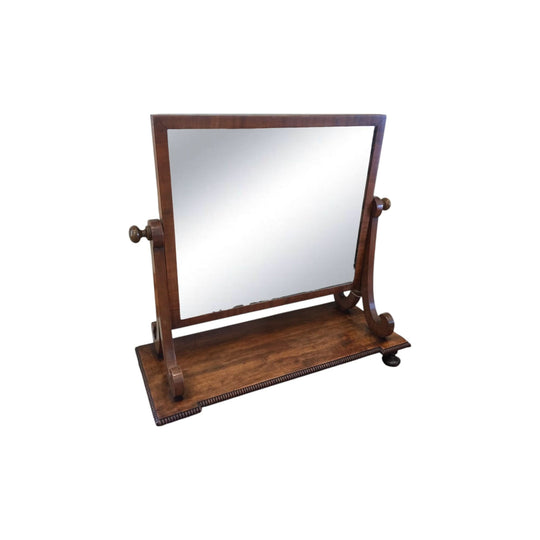 Georgian mahogany dressing mirror, knulled edging, c.1820
