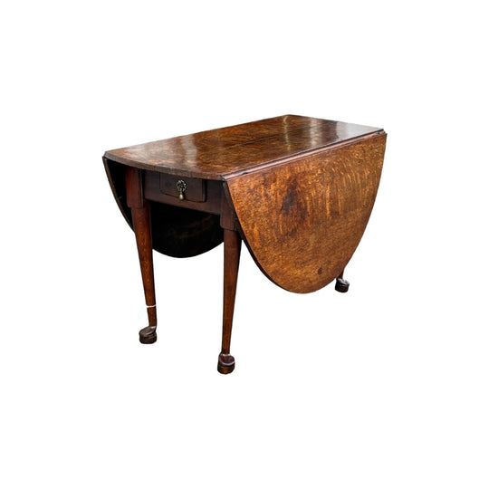 Georgian Oak dropside table with pad feet, Oval, c.1760