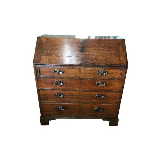 Georgian oak fall front bureau, C. 1780