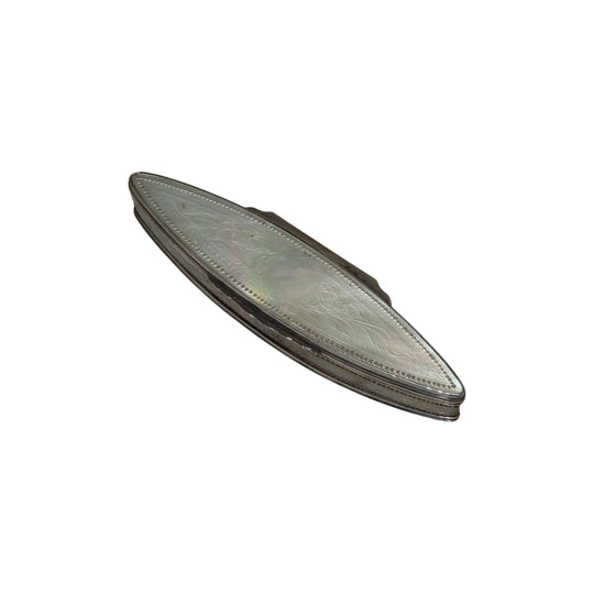 Georgian silver and engraved mother-of-pearl toothpick case