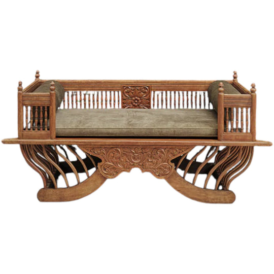 Antique Teak/Velvet Indian Daybed