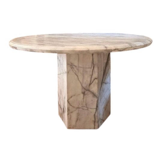 Carrera Marble pedestal dining table