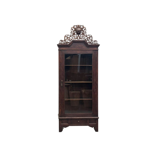 Glass Cabinet with Lion Head Frieze