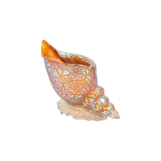 Glass Conch Shell by Loetz in Pink Ground with Mimosa Decor