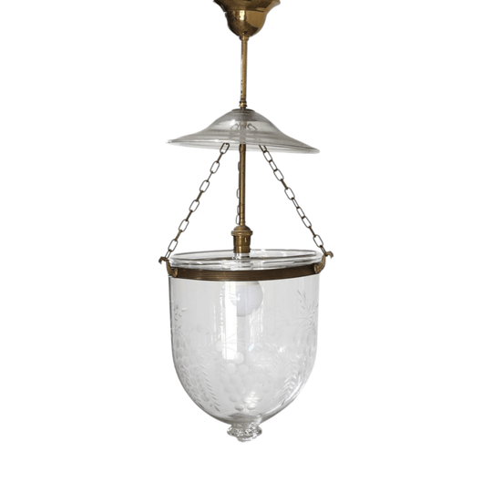 Glass Hundi Light Engraved With Grapes