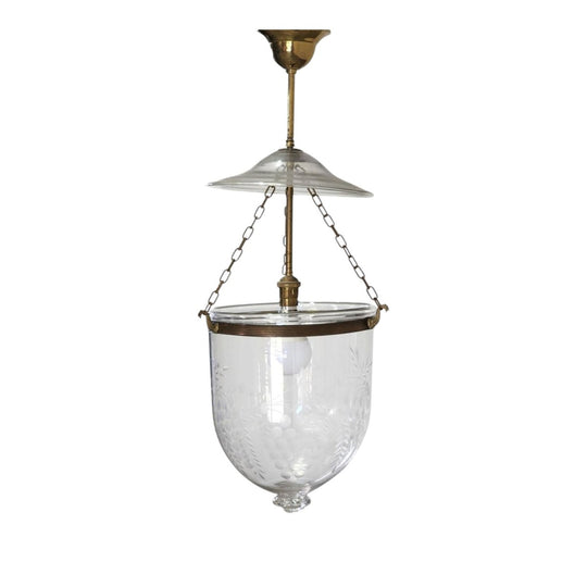 Glass Hundi Light Engraved With Grapes