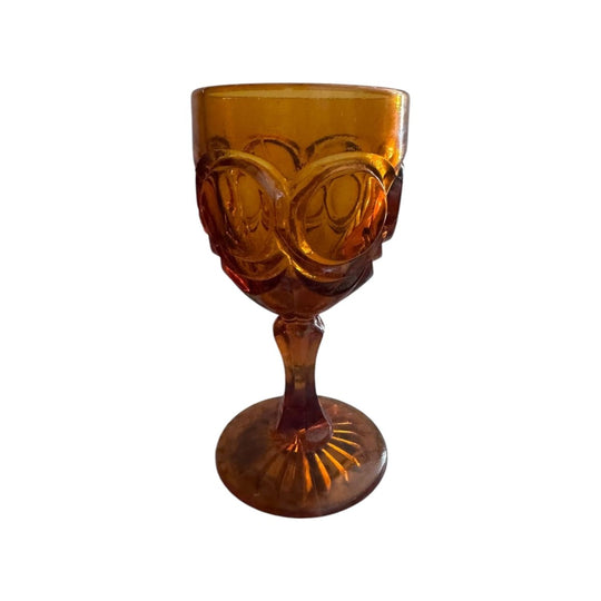 Glasses Set Amber Vintage Goblets Heavy Glass Stemware Retro Barware Cocktail Set