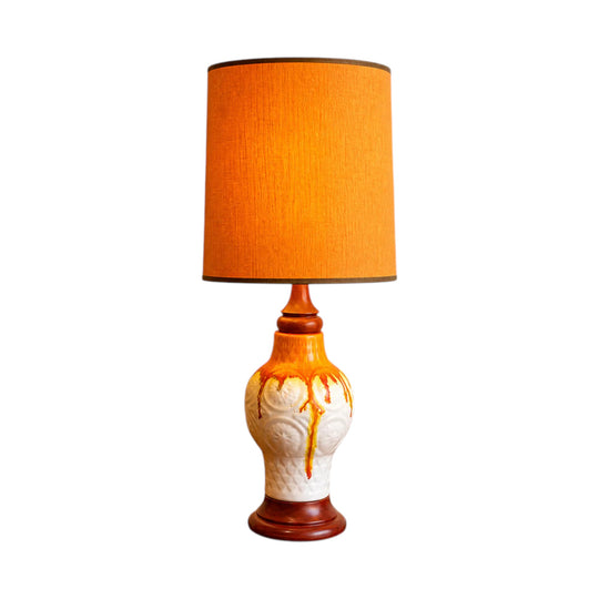 Vibrant Retro Drip Glaze Ceramic Table Lamp – Mid-Century Sunset Glow