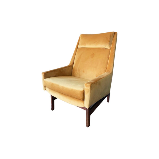 Gold Amber Velvet Tallback Armchair, 1960s