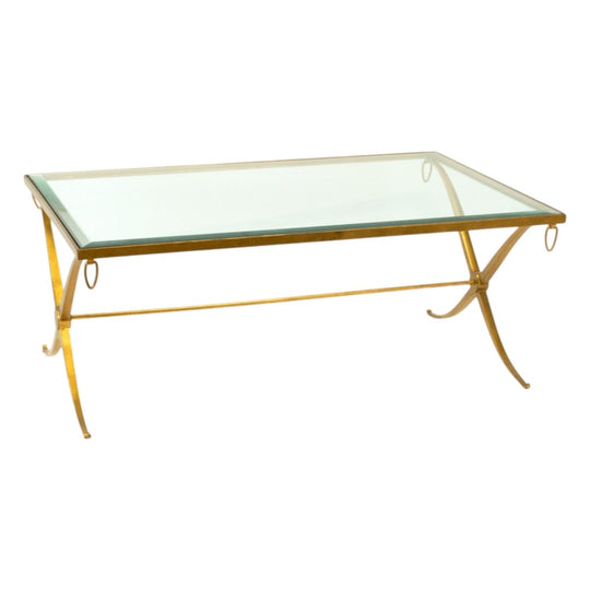 Gold and glass coffee table from New York designer Barbara Barry
