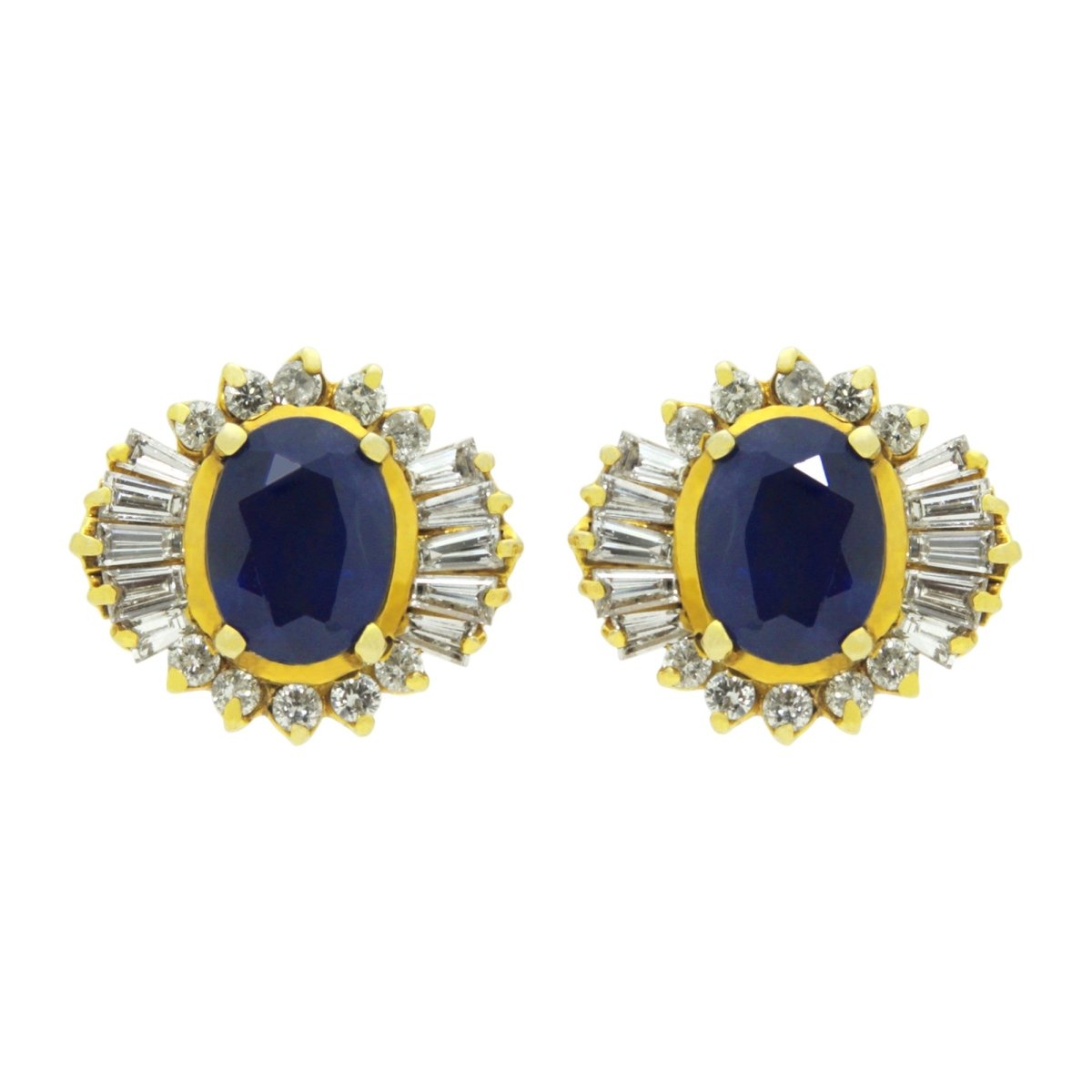 Gold, Ceylon Type Sapphire and Diamond Earrings | Bazaa | Designer, Vintage and Antique Furniture