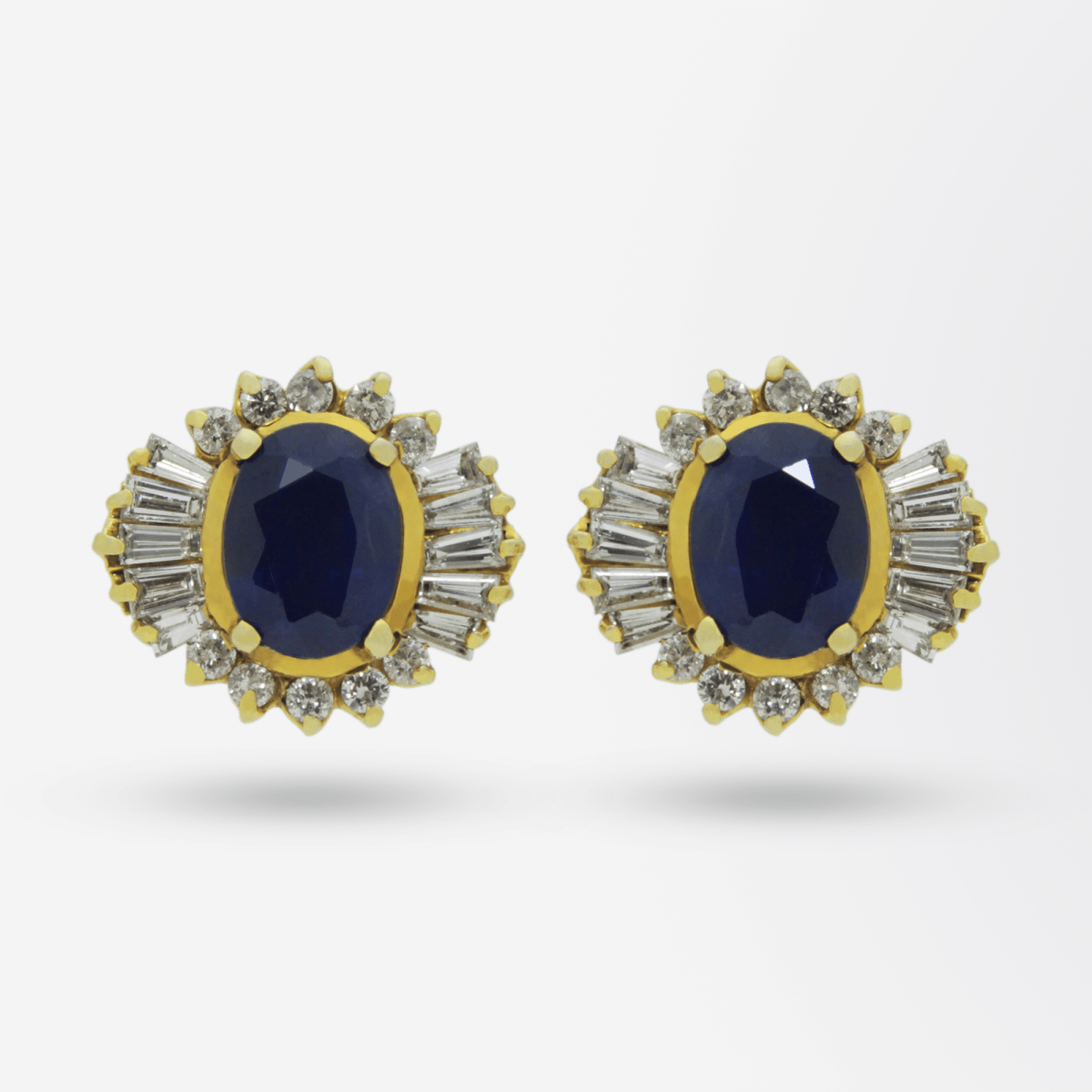 Gold, Ceylon Type Sapphire and Diamond Earrings | Bazaa | Designer, Vintage and Antique Furniture