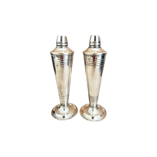 Goldcraft Australia EPNS A1 Art Deco pair of silver plated salt and pepper shakers, vintage 1920s