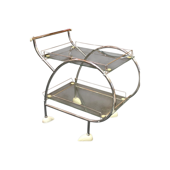 Gorgeous 1930s Art Deco Chrome Drinks Cart / Trolley