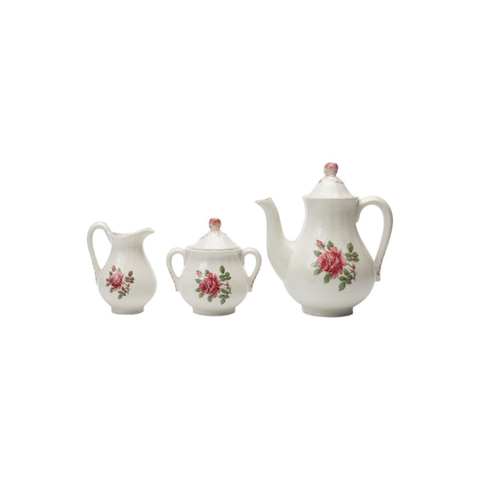 Gorgeous vintage French “Luneville” 3 piece tea set from Provence.