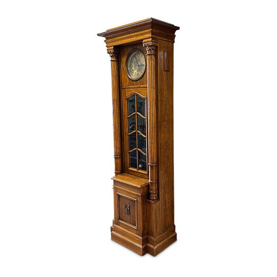 Grand English Oak 3 Weight Longcase Clock c.1920