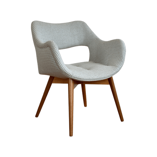 Grant Featherston Sky Blue and Grey Houndstooth A310H Space Chair | Bazaa | Designer, Vintage and Antique Furniture